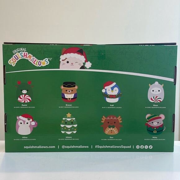 Squishmallows New 4” Christmas 2024 Ornament Box Set-8 pk  w/ Den the Axolotl - Picture 4 of 5